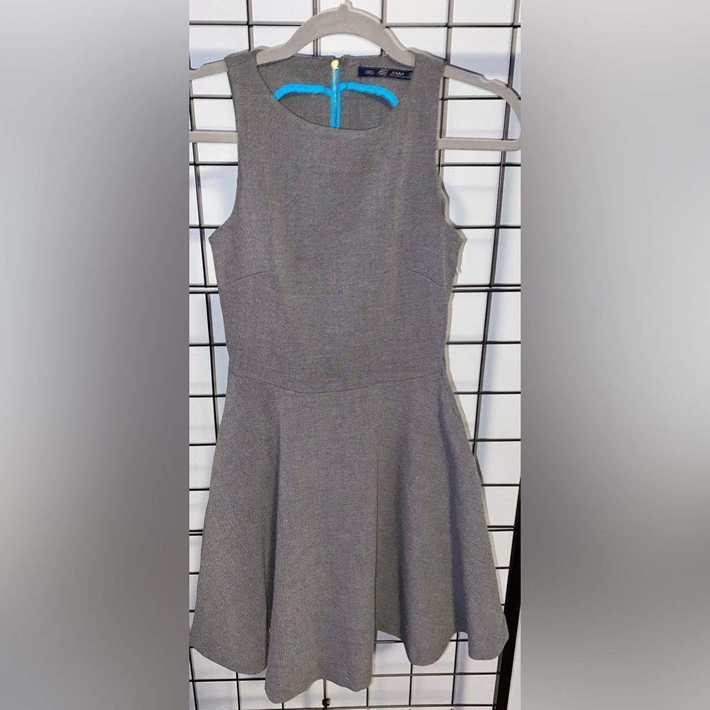Zara TRF sleeveless gray A-line dress with Tiffany blue contrast EUC